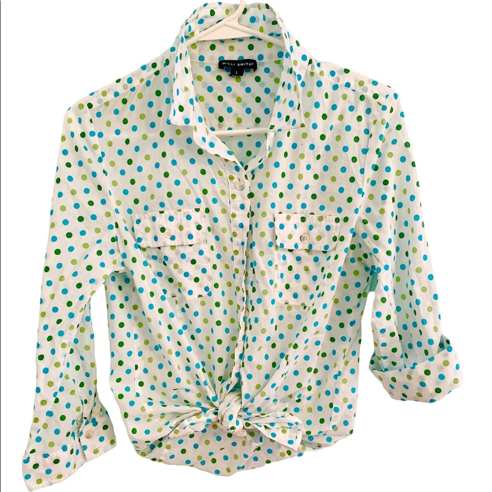 Willi Smith Polka Dot Button Down Top - image 1